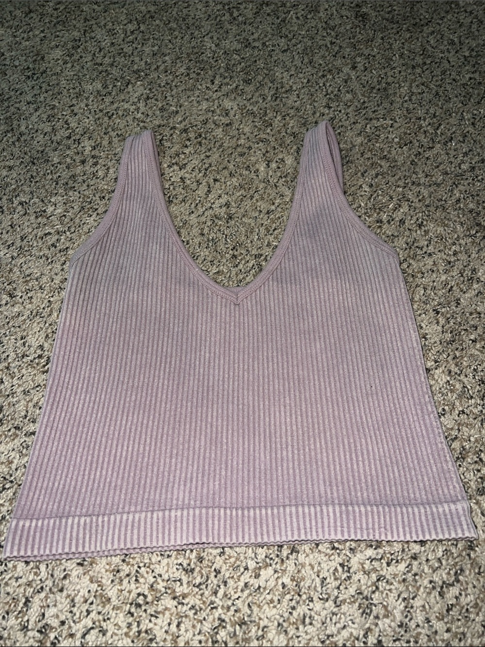 Ribbed V-Neck Crop Tank Top - Dusty Mauve